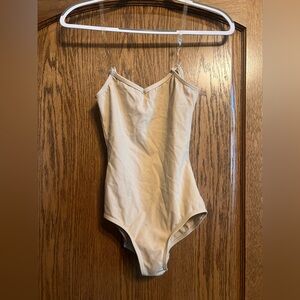 Capezio Nude Leotard One Piece with clear Spaghetti Straps